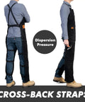 Pro Grade Heavy Duty Leather Welding Apron With Split Leg Design For Men And Women, cross-back strap view