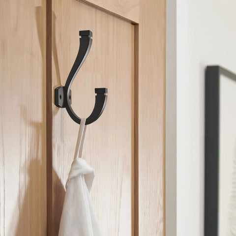 Matte Black 5 Pack Coat And Hat Wall Hooks Double Hooks For Hanging Towels Bags Backpacks Purses Wall Mount Hanger Decor