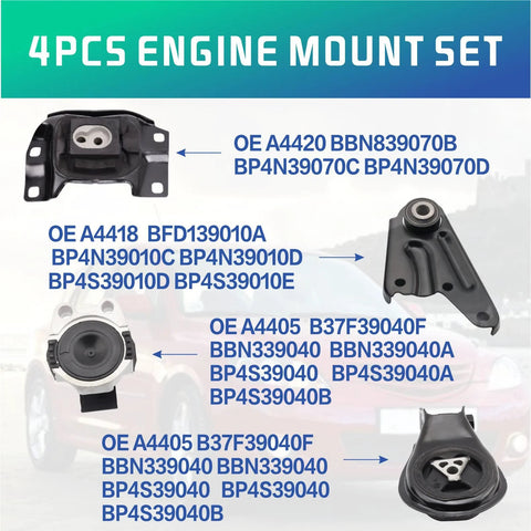Engine And Transmission Mount Kit For 2010 2013 Mazda 3 2.0L Automatic Transmission Direct Fit Set Of 4 High Quality OE Replacement Mounts