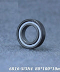 Top Shelf Si3N4 Full Ceramic Ball Bearing Smooth As Silk Deep Groove Construction 80X100X10 Millimeter precision bearing with white seal.