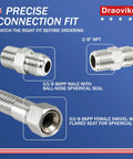 3/8 Inch Stainless Steel Flex Hose Npt Male Jumper 40 Inch Long For Air Compressors showing precise connection fittings.