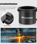 M42x0.75 To 1.25 Inch Thread Adapter For Astrophotography Cameras, black anodized aluminum, 29mm optical length, side view.