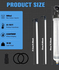 Specifications of 500 CC Fluid Extractor for oil, gasoline, power steering, and more with long hoses and leakproof design.