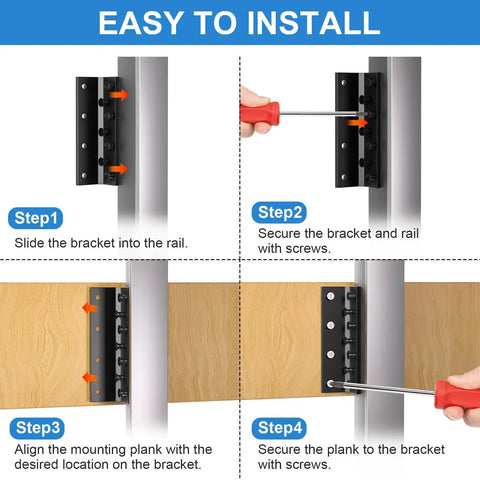 Installation guide for 6 Pack T Post Mounting Brackets for Target Hangers and Fence Mounts, step-by-step, carbon steel.