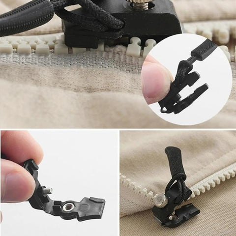 Zipper Repair Kit 9 Piece Black Zip Pullers For Coats Jackets Luggage And Backpacks Easy Install Quick Fix Zip Slider Replacement
