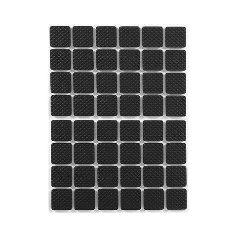 48 Pack Black Rubber Floor Protectors Self-Adhesive Non-Slip Pads for Furniture and Appliances on sheet