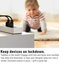 Smart Triple Outlet Power Strip With Energy Meter For Apple HomeKit on table with child in background