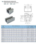 Beefed Up SBR16LUU Linear Bearing Pillow Block Set For CNC And 3D Printer Upgrades, 16mm Inner Diameter, Aluminum Alloy, Durable Precision Hardware For DIY Machining And Tools, Includes 2 Pieces. Technical drawing of SBR16LUU linear bearing pillow block set with dimensions and two units