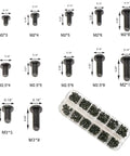 360Pcs Multisize Laptop And PC Replacement Screw Kit With M2 M2.5 And M3 Hardware for various electronics, screws in labeled sizes with storage box.