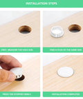 Installation steps for 210 Piece White Plastic Screw Hole Plugs For Round Holes Nylon Panel Knockout Flush End Caps on wooden surface