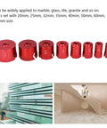 Eight Piece Diamond Hole Saw Drill Bit Set With M14 Thread For Glass Tile Marble Granite Ceramic Dry Drilling Kit Ranging From 20Mm To 68Mm, 8 red bits