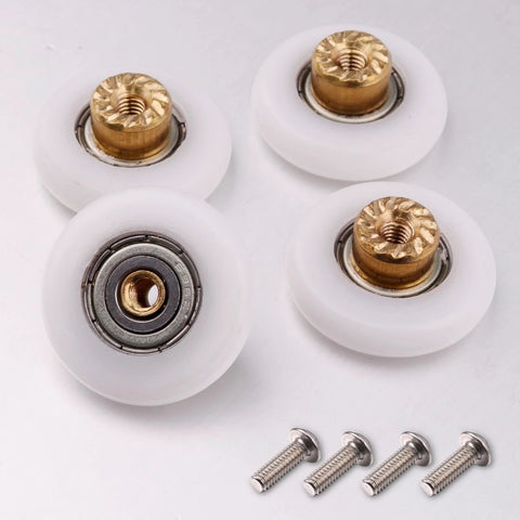 4 Pcs Shower Door Rollers Runners Wheels 19mm Replacement Part For Bathroom Glass Sliding Shower Doors with screws