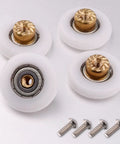 No Hassle Top Shelf Heavy Duty 23Mm Shower Door Rollers Wheels 4 Pc Replacement Parts For Sliding Glass Bathroom Track with stainless steel screws.