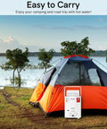 Portable Tankless Gas Water Heater 6L 1.59GPM LPG Propane Butane For Outdoor Use RV Camping And Cabin White next to orange tent
