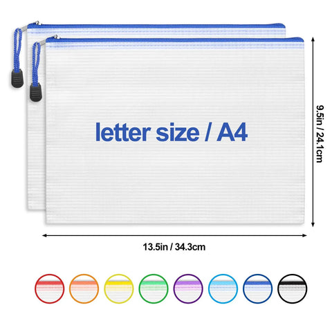 Mesh Zipper Pouch Bags Set Of 24 In 8 Colors Waterproof File Storage Pouches For School Or Office A4 Pencil Pouch Organizer