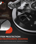 Close-up of rear left steering knuckle and wheel bearing hub assembly with electrophoretic coating for Subaru Forester 2001-2008.