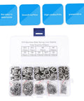 600 Piece Stainless Steel Split Lock Washer Kit For Electrical, Automotive, Marine And Household Use With Heavy Duty Gasket Assortment For Secure Bolt And Threaded Connections, 304 steel case