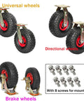 Heavy Duty Swivel Castor Wheels With Brake Trolley Replacement Caster Featuring Natural Rubber Pneumatic Tire displayed in types.