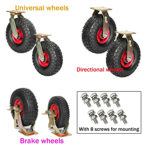 Heavy Duty Swivel Castor Wheels With Brake Trolley Replacement Caster Featuring Natural Rubber Pneumatic Tire displayed in types.