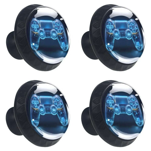 4 Pack Crystal Glass Kitchen Cabinet Knobs With Screw Drawer Pulls Door Handles For Closet Cupboard Furniture Dresser Knobs Black ABS Base Durable Dope Modern Hardware with game controller design