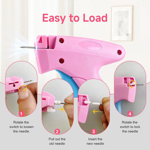 No Sew Stitch Gun for Clothes with 2000 Fasteners and 6 Needles to Fix Broken Hems and Straps on the Fly and Save Your Threads All Day Long without any Messy Needle Work Gonna Drive You Crazy, easy loading process