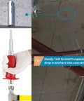 Large Drop In Anchor Hand Setting Tool With Handle For Half Inch Female Thread Drop In Anchors Made From Galvanized Carbon Steel Rustproof And Wear Resistant With An Extra Large 8.5 By 2.5 Inch Body And A Comfortable Plastic Handle For Easy Setup.