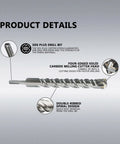 CATITO SDS Plus rotary hammer drill bit 1x10.24 in, side view; carbide milling head, double-ribbed spiral for masonry.