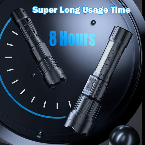 90000 Lumen Rechargeable LED Flashlight 2 Pack, Beast Bright Handheld Torch with 7 Modes, IPX6 Waterproof, dark background