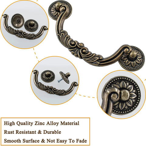 4 Pack Antique Bail Drop Drawer Pulls 158mm Overall Length With 128mm Hole Center Spacing Vintage Bronze Dresser Handles