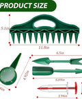 12 Hole Digger Seed Spreader 7 Piece Seed Sowing Dispenser Set Tiny Handheld Seed Planter for small seeds, green tools dimensions