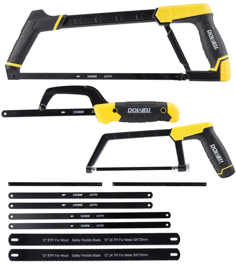 Heavy Duty Hacksaw Frame Set With Three Size Frames 12 Inch 10 Inch And 6 Inch Mini Includes 8 Extra Blades The Beast For Metal Wood And PVC Pipes Multi Function Hand Saw With High Tension Carbon Steel Blades Ready To Tackle Tough Cuts