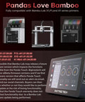 Panda Touch Upgrade Touch Screen Kit for Bambu Lab 3D Printers showcasing interface and compatibility display.