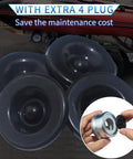 Heavy Duty Trailer Hub Dust Caps Set 1.98 Inch Fits 2000-3500 Lb EZ Lube and Standard Axles, shown with extra 4 rubber plugs