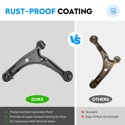 Front Lower Control Arm With Ball Joint For MDX 2006 And Pilot 2006 2008 Left And Right Driver And Passenger Replacement Suspension Kit With End Links 4 Piece, rust-proof coating comparison