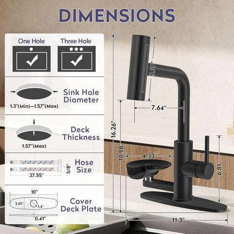 Dimensions of Kick Things Up A Notch With This Solid Matte Black Single Hole Faucet Offering A Smooth Pull Down Sprayer.