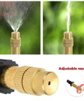 Adjustable nozzles of Heavy Duty 360 Degree Curved Garden Irrigation System With 49 Point 2 Ft Bendable Hose spraying mist