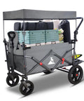 All Terrain Collapsible Wagon Cart With Canopy And Two Seats For Camping, Garden, And Shopping, steel frame
