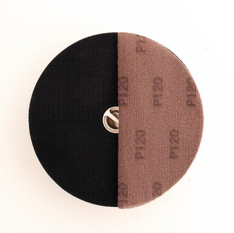 9 Inch Radial Sander Kit with Pivoting Head for Drywall and Walls, sanding disc view, 120 and 240 grit visible on disc
