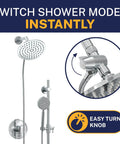 Heavy Duty Brass 3 Way Shower Diverter Valve For Fixed And Handheld Heads Chrome Finish with easy turn knob image.
