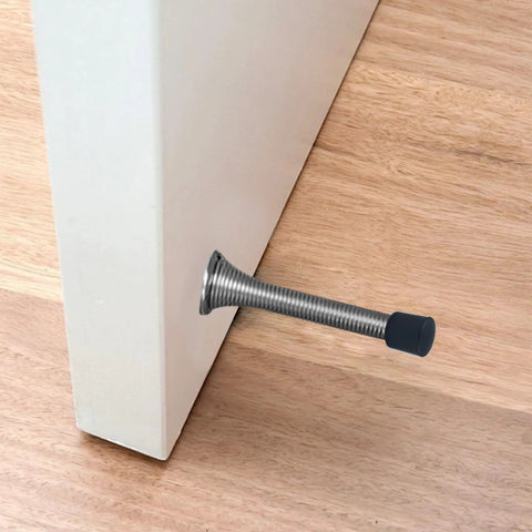 30 Pack 0.39 Inch Door Stop Bumper Caps Black Rubber Wall Protectors for Doors and Hinges Easy Fit Replacement Caps installed view