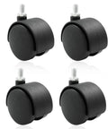 4 Pack 2 Inch Caster Wheels With M8 Threaded Stem For Cabinets And Shelves Black Nylon Furniture Casters displayed