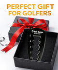 Five Level Adjustable Golf Tee Height Tool For Consistent Tee Heights in gift box with red ribbon