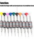 Pro Watch Repair Screwdriver Set 10 Pieces with diverse colored handles for precision electronics mobile phone and laptop use