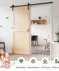 36x84 Inch Sliding Barn Door Slab With 6.6 Foot Hardware Kit Spruce Solid Wood Construction Easy DIY Assembly For Rustic Home And Office Entrances