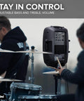 Musician using 8 Inch Powered PA Speaker With 300 Watts, Ultra Portable 11-Lb Floor Monitor for performances on stage
