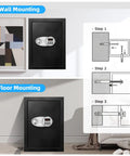 Image showing installation of 3.5 Cu Ft Home Safe With Fireproof And Waterproof Steel Security Box, Electronic Keypad Access, wall and floor mounting.