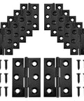 Bulletproof 12 Pack Stainless Steel Mini Folding Butt Hinges in black with screws for quiet cabinet door hardware solutions.