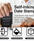 Hand using Self Inking Date Stamp With Signature Personalize Custom Date Stamp For Office Use With One Line Text in black