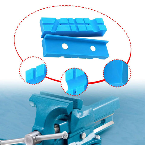 Two Pack Rubber Vise Jaw Pads With Multi Groove Textured Inserts For Bench Vise Clamps And Tools, Universal Fit, Scratch Resistant