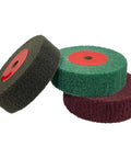 Three Pack 4 Inch Bench Grinder Polishing Wheels Set with 320 600 800 Grit Tight Weave Burnishing Nylon Flap Wheels